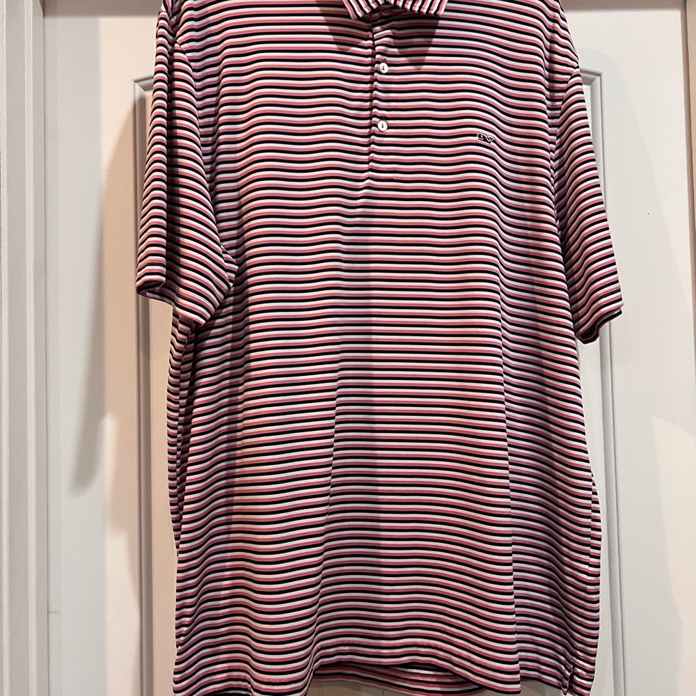 Izod Men's Polo Shirt in Red and White Stripes